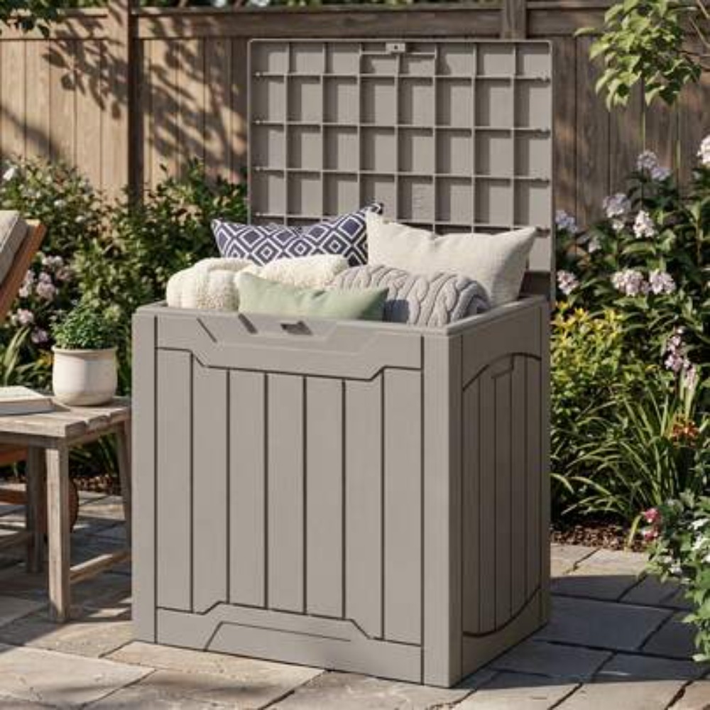 Gardening Tools Box - กล่องเก็บของกลางแจ้งกันน้ำขนาด 31 แกลลอน พร้อมกุญแจล็อค สำหรับเก็บเฟอร์นิเจอร์ลานบ้าน อุปกรณ์ทำสวน