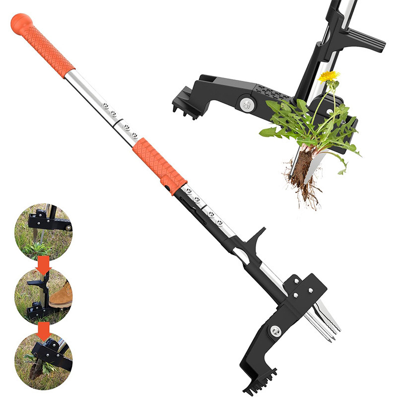 Gardening Tools To Remove Grass - เครื่องมือกำจัดวัชพืชแบบยืนพร้อม 4 ขากรงเล็บและแป้นเหยียบเท้า เครื่องกำจัดวัชพืชแบบใช้มือสำหรับสวน กำจัดหญ้าในสนามกลางแจ้ง