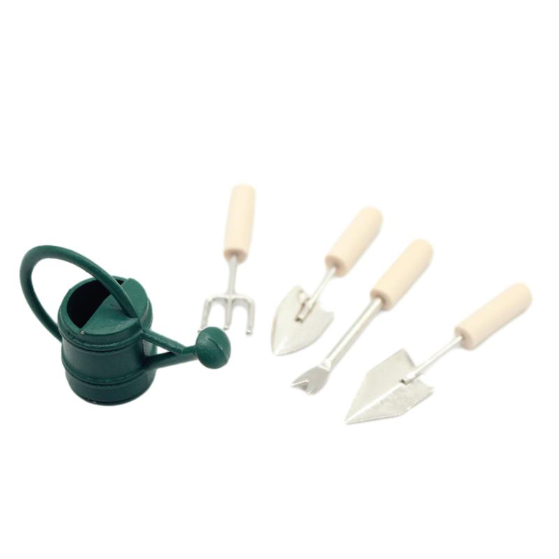 Gardening Tools Shovel - บ้านตุ๊กตา1:12อุปกรณ์สวนขนาดเล็กอุปกรณ์รดน้ำสามารถเครื่องมือการเกษตรสวนชุดกาต้มน้ำ sekop garpu ลานกลางแจ้งของเล่นตกแต่งโมเดล