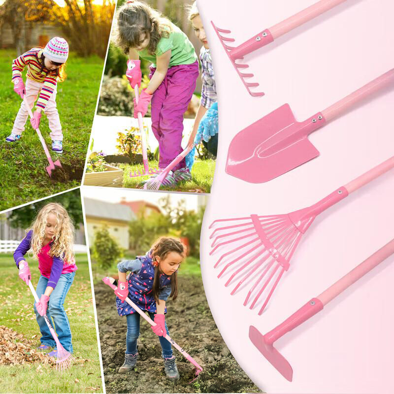 Gardening Tools Kids - ชุดเครื่องมือทำสวนขนาดเล็ก 1/4 ชิ้น ของเล่นคราด พลั่ว จอบ
