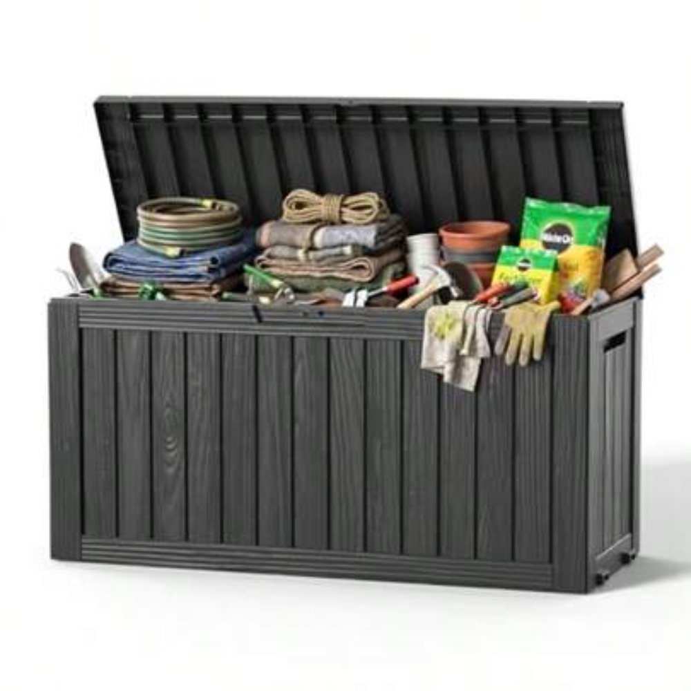 Gardening Tools Box - กล่องเก็บของกลางแจ้งขนาด 90 แกลลอน กันน้ำ พร้อมล้อเลื่อน สำหรับเก็บเฟอร์นิเจอร์ลานบ้าน